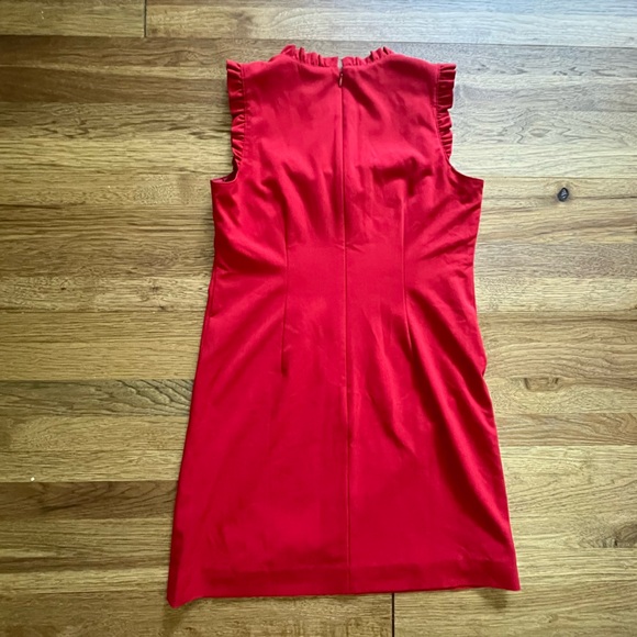 J. Crew Ruffle Shift Dress Women’s Sz 6P Red Suiting Preppy Workwear - Picture 2 of 8